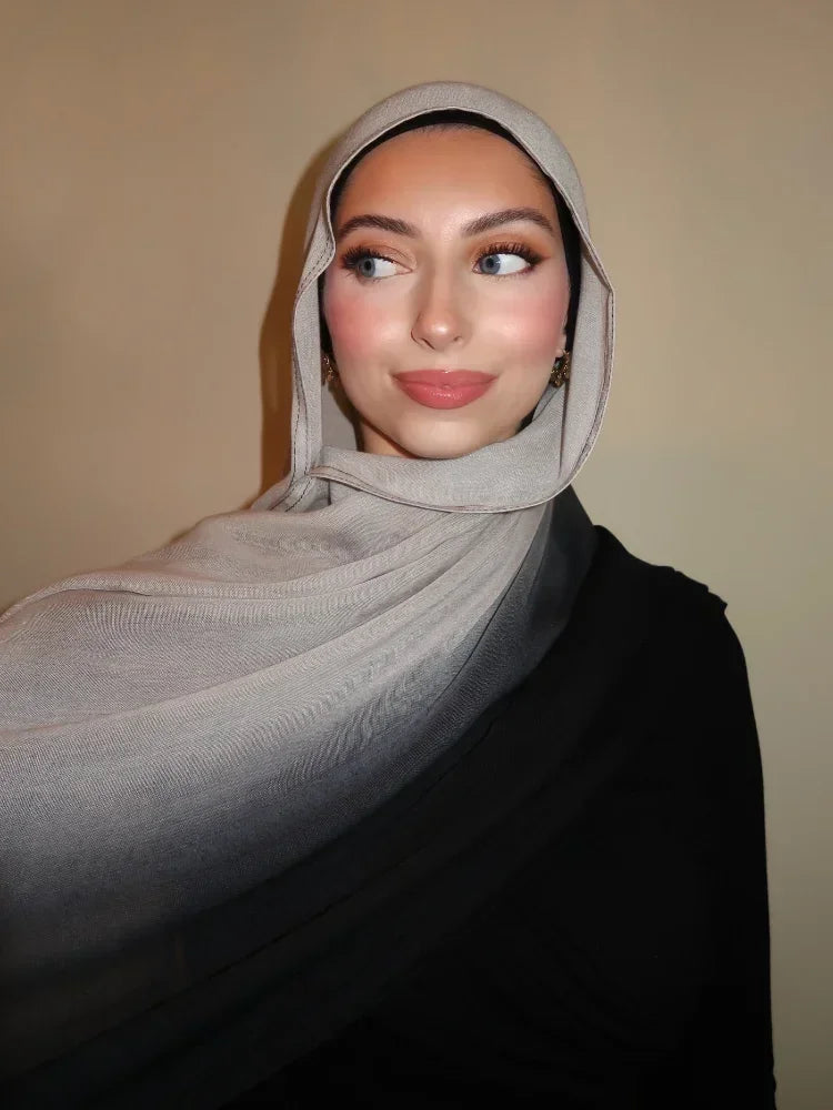 New Premium Gradient Cotton Hijab Rayon Modal Hijabs Scarf for Women Big Size Wraps and Shawls Musulman Headband Islamic Turban