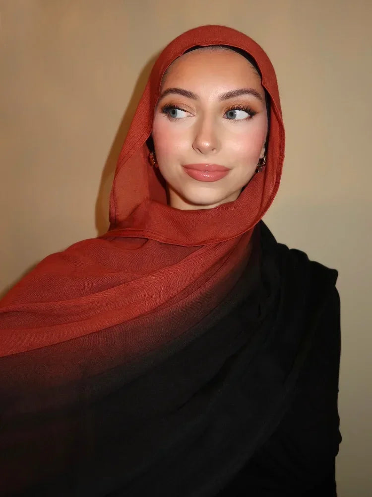 New Premium Gradient Cotton Hijab Rayon Modal Hijabs Scarf for Women Big Size Wraps and Shawls Musulman Headband Islamic Turban