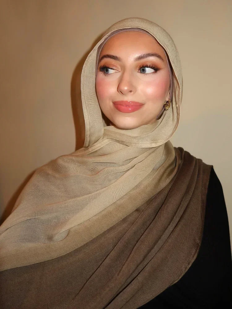 New Premium Gradient Cotton Hijab Rayon Modal Hijabs Scarf for Women Big Size Wraps and Shawls Musulman Headband Islamic Turban