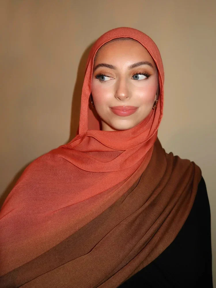 New Premium Gradient Cotton Hijab Rayon Modal Hijabs Scarf for Women Big Size Wraps and Shawls Musulman Headband Islamic Turban
